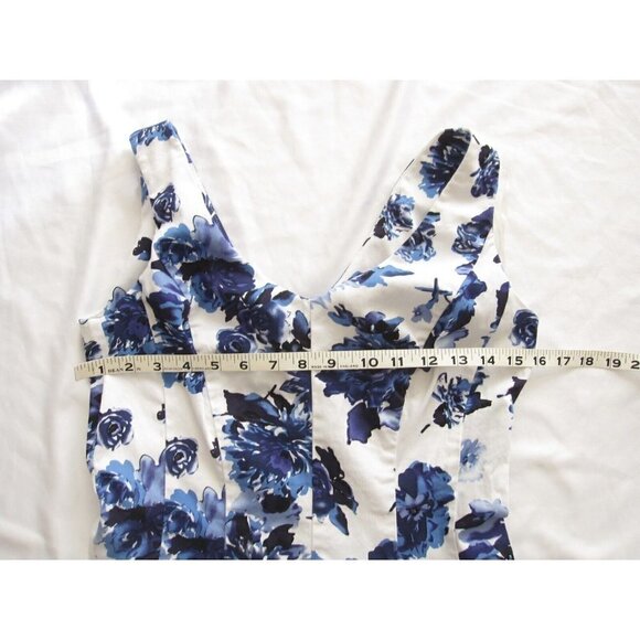 Women's Chaps Cotton Floral 1 Piece Sleeveless Back Zip Dress Sz 8 (WB32) - Picture 2 of 7